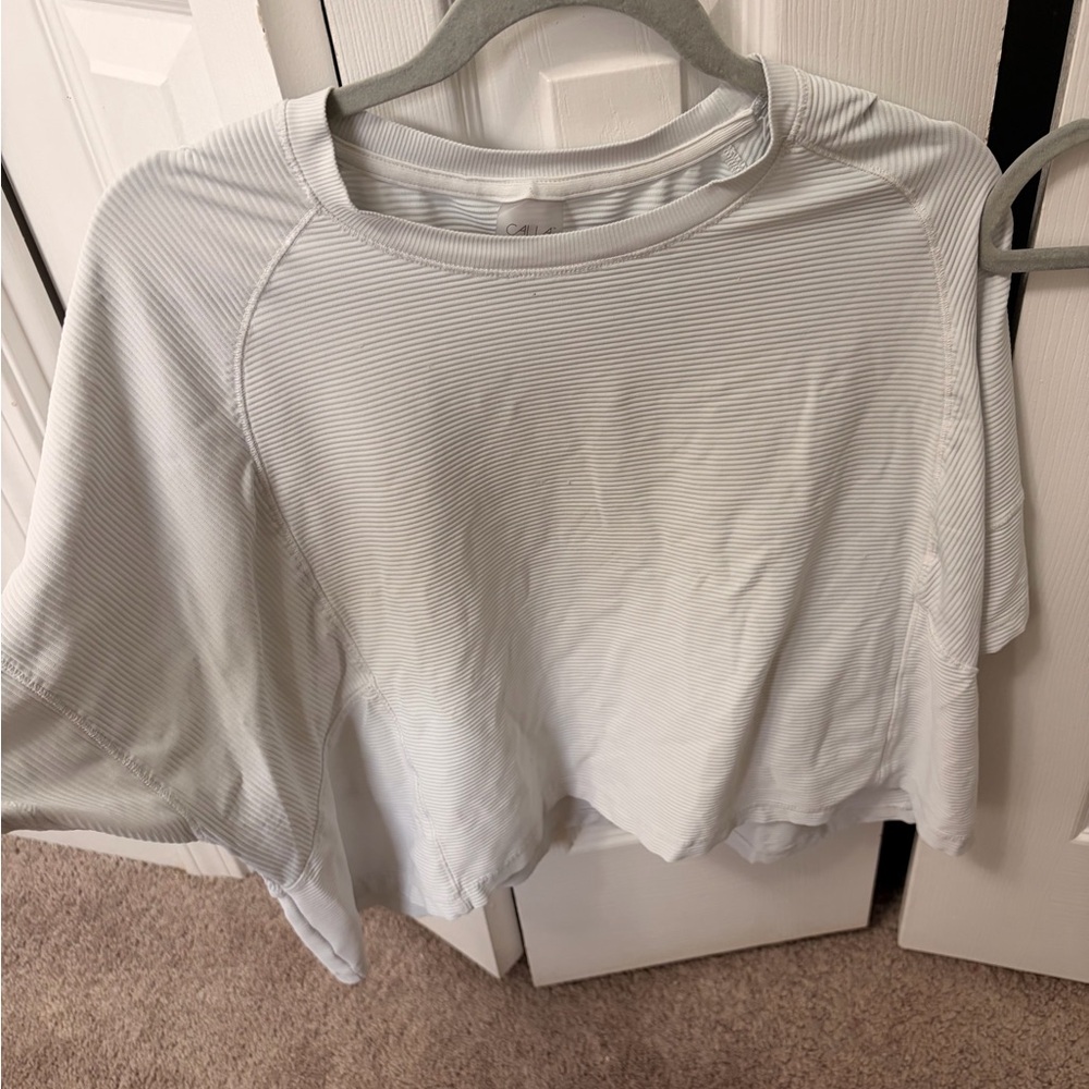 Casual Light Gray Striped Short Sleeve Tee